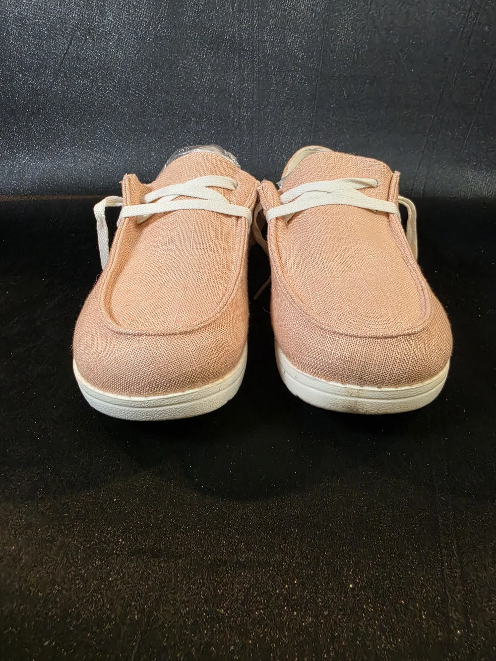 Women's Peach Canvas Slip-On Casual Loafers Size 8 Comfort Lace-Up Walking Shoes